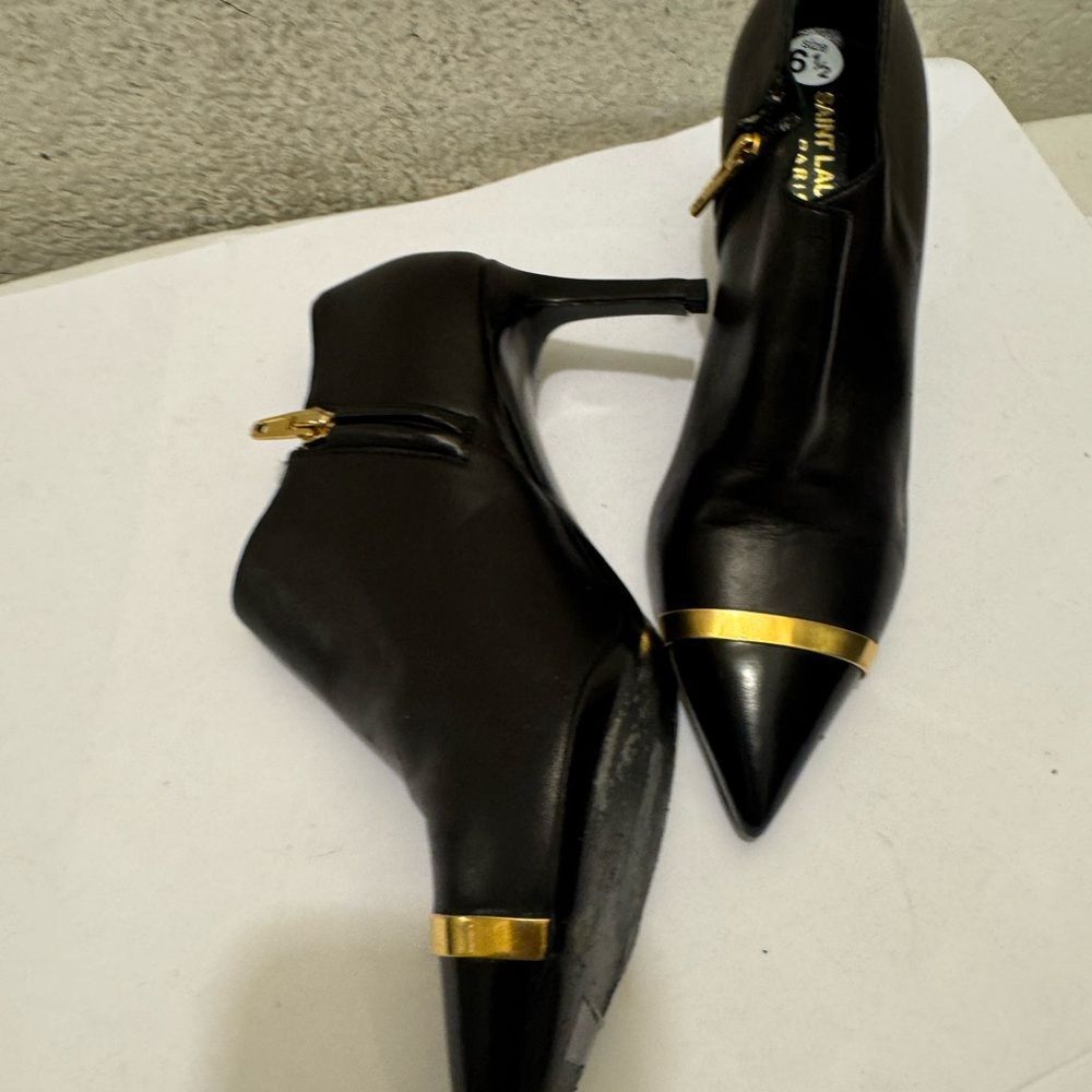 Yves Saint Laurent Black and Gold Heels - Picture 6 of 9